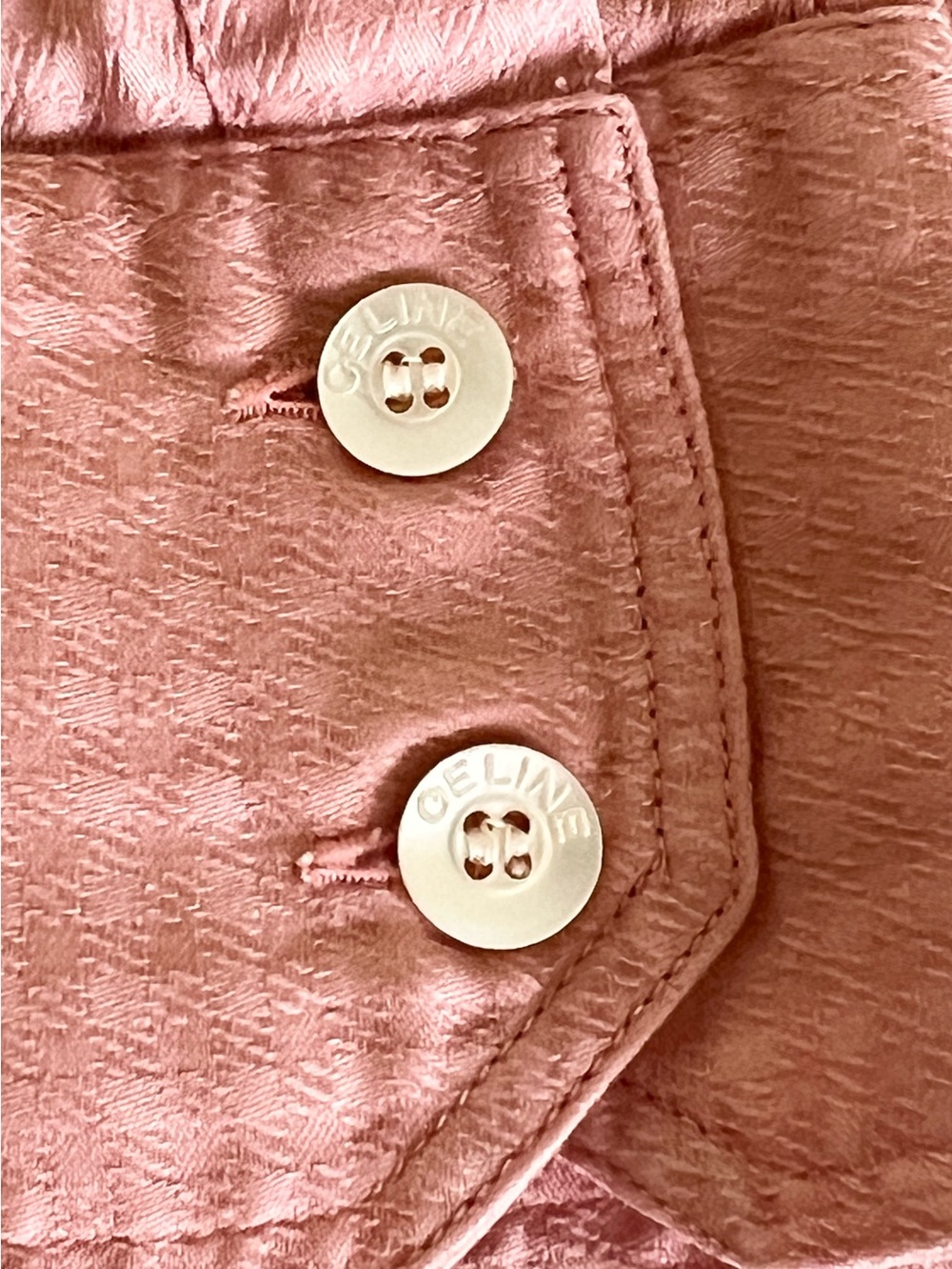 Vintage Celine Paris Pink Jacquard Cotton Monogram Blouse M - Picture 5 of 5